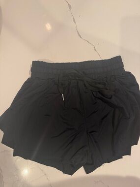 XS Black Women's Elastic Waist Drawstring Shorts
